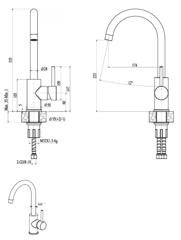 Ausmann Petra Miscelatore monocomando per cucina con beccuccio girevole Cromo completamente in metallo 1208957156