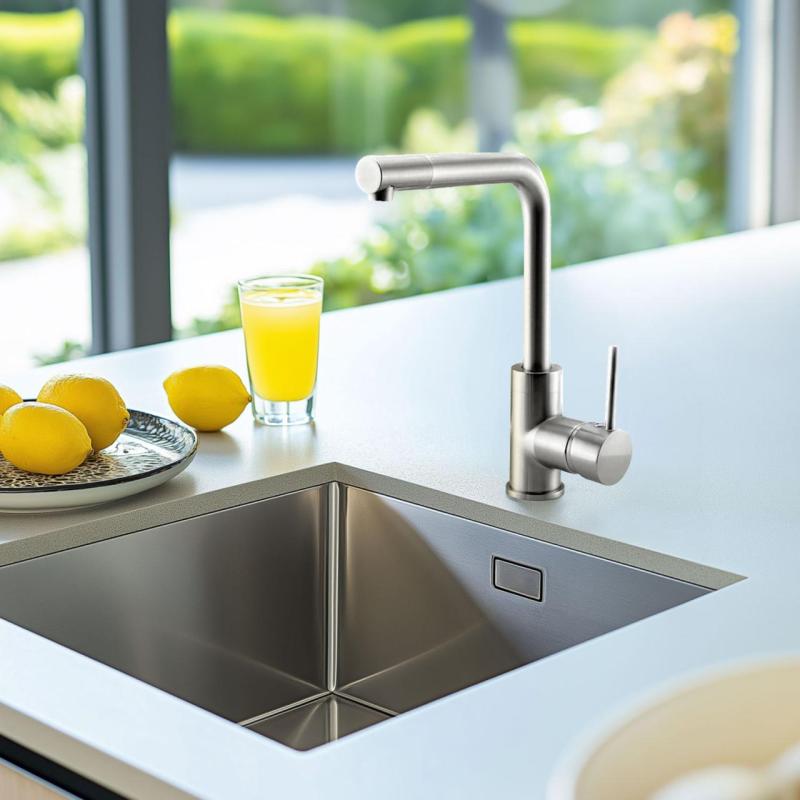 Ausmann Lavea Rubinetto da cucina in acciaio inossidabile con beccuccio e perlatore girevoli 1208957160
