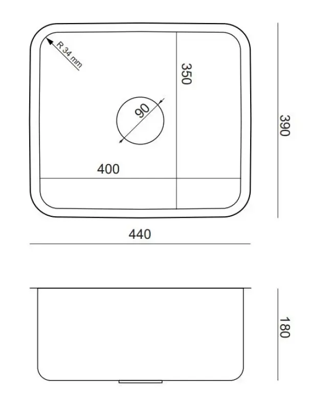 AquaDesign Oxford Lavello in acciaio inossidabile montaggio sotto piano 40x35cm 1208957204