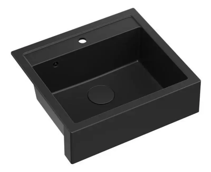 Quadri Farmhouse lavello in granito nero opaco 595x540mm montaggio a filo o sopra il piano 1208957208