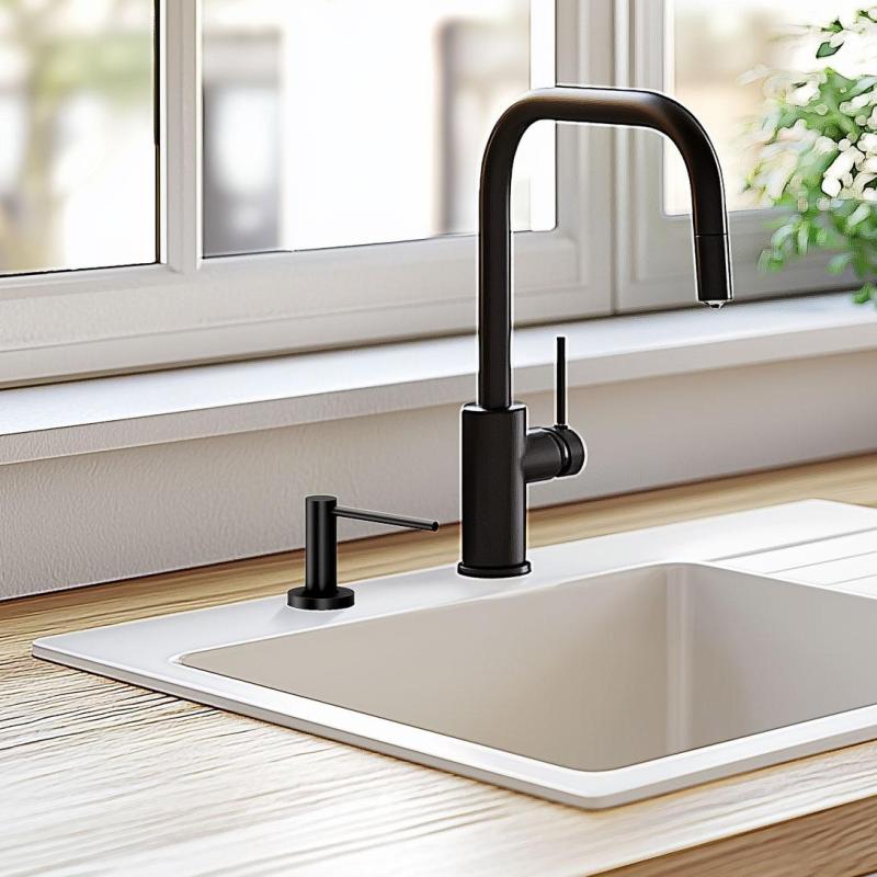 Quadri Swindon Luxe Distributore di sapone a incasso nero opaco ricaricabile dall'alto 1208957213