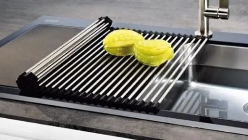 Quadri Tappetino arrotolabile nero opaco 43 x 32 cm per sopra e dentro al lavello 1208957222