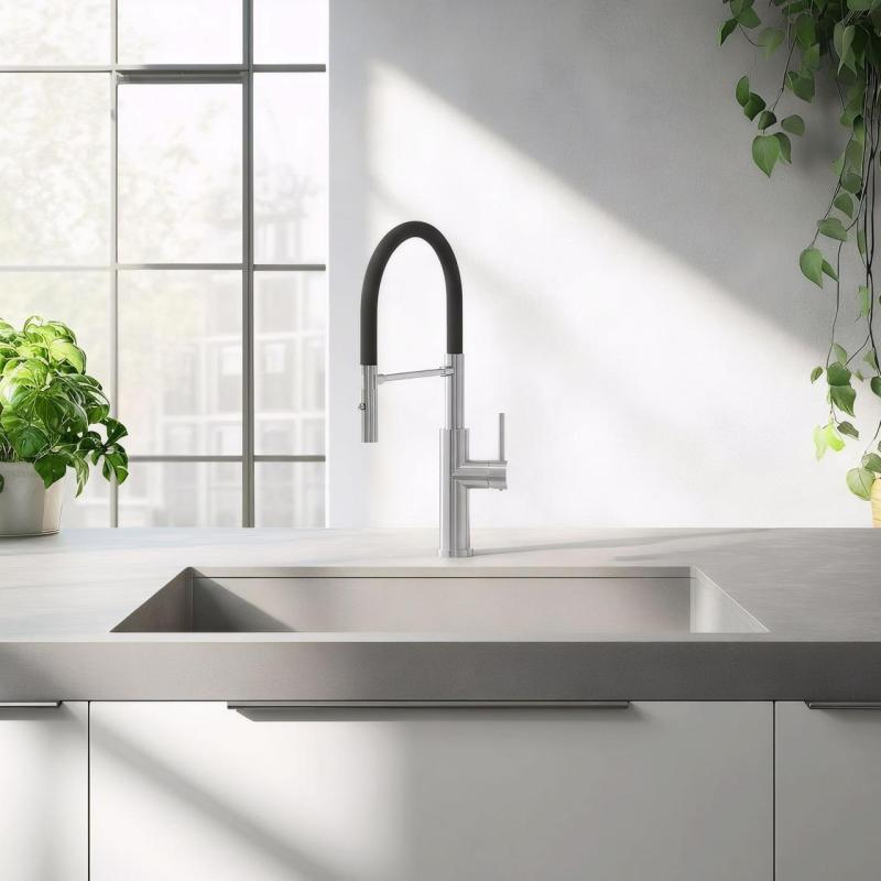 Quadri Chester Miscelatore da cucina con beccuccio flessibile e doccia con 2 getti in acciaio inossidabile 1208957226