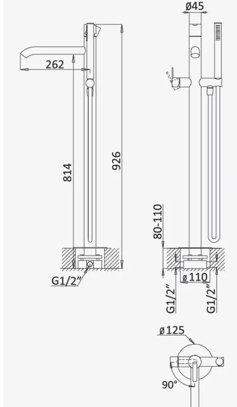 AquaTrimo Acciaio rubinetto da bagno indipendente con doccetta in acciaio inox 1208957285