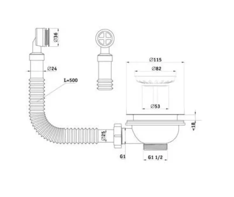 GraniteMy Set di scarico grigio con troppopieno rotondo 1208957347