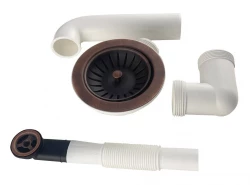 Ausmann set di scarico in rame spazzolato per lavello con troppopieno in rame 1208957348