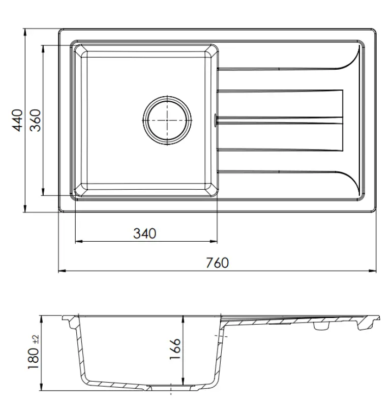 GraniteMy Smart lavello extra basso in granito nero sopra piano 76x44cm con scolapiatti reversibile 1208957353