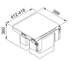 Franke Sorter Garbo 45-2 Sistema di raccolta rifiuti da incasso con 1 x 12 e 1 x 18 litri bidoni 1210200692