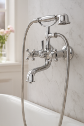 AquaTrimo Vivaldi rubinetto da bagno classico con manopole robuste cromate inclusa doccia a mano 43VV7372CM.