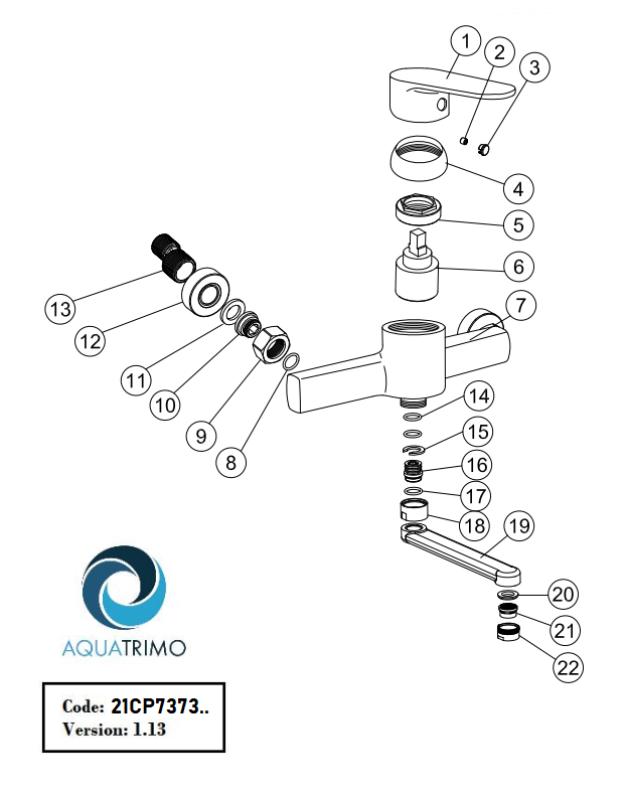 AquaTrimo Chopin rubinetto da parete monocomando per cucina cromo 21CP7373CM
