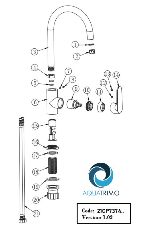 AquaTrimo Chopin rubinetto monocomando per cucina nero opaco 21CP7374SW