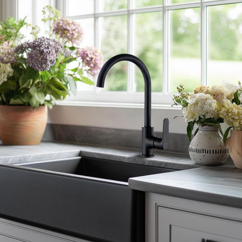 AquaTrimo Chopin rubinetto monocomando per cucina nero opaco 21CP7374SW