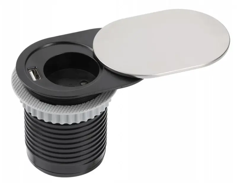 Indux Slide presa da incasso per piano di lavoro della cucina con USB C e presa colore acciaio inossidabile 1208957391