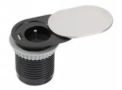 Presa da cucina incasso Indux Slide con messa a terra in piano di lavoro con USB e presa di colore acciaio inossidabile 1208957392