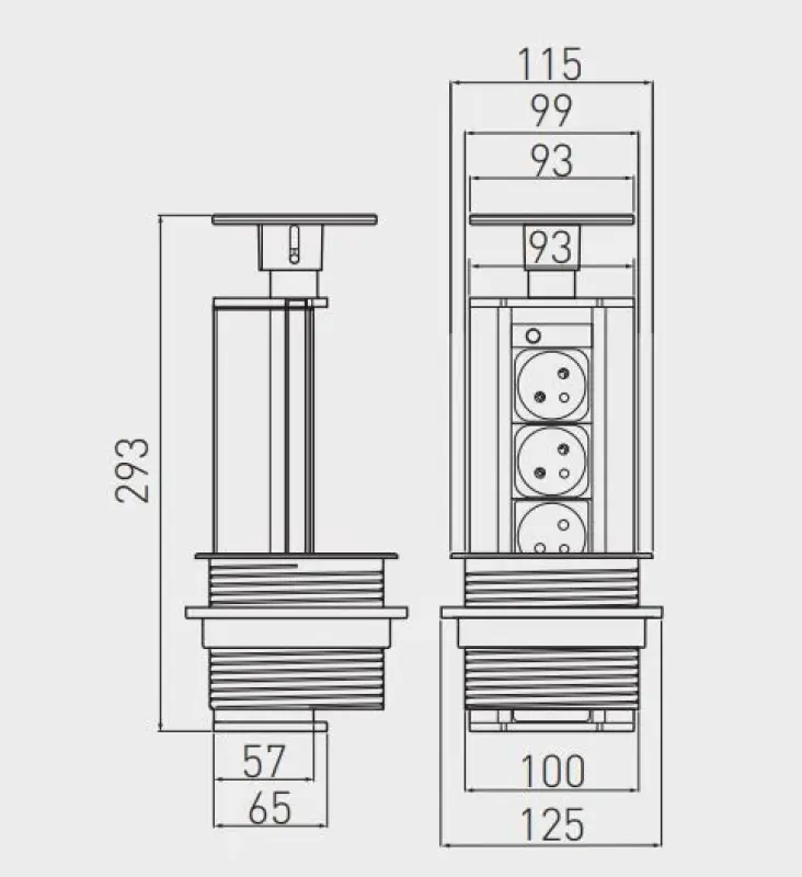 Indux Up & Down presa di terra retraibile nera per cucina in top da lavoro con 3 prese 1208957404