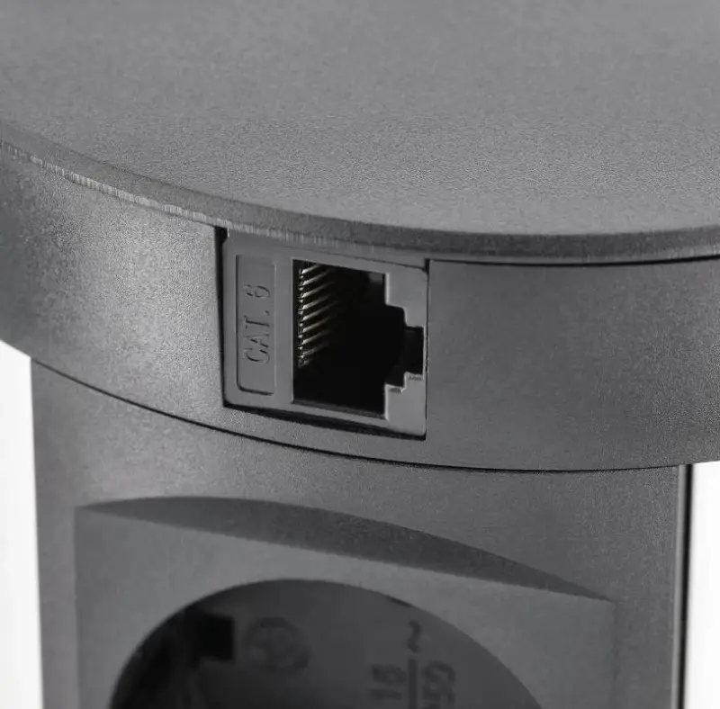 Indux Push Prese da cucina con messa a terra colore nero a scomparsa per piano di lavoro con 4 spine 2 x USB 2 x RJ45 e ricarica wireless 1208957420