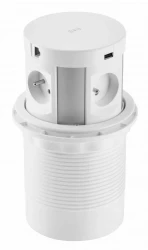 Indux Push presa da terra retrattile per cucina bianca in piano di lavoro con 4 prese, 2 x USB, 2 x RJ45 e ricarica wireless 1208957422