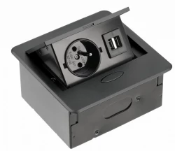 Indux Flip Small presa da cucina da incasso nel piano di lavoro o nel pensile, nero opaco con 2 caricatori USB 1208957425