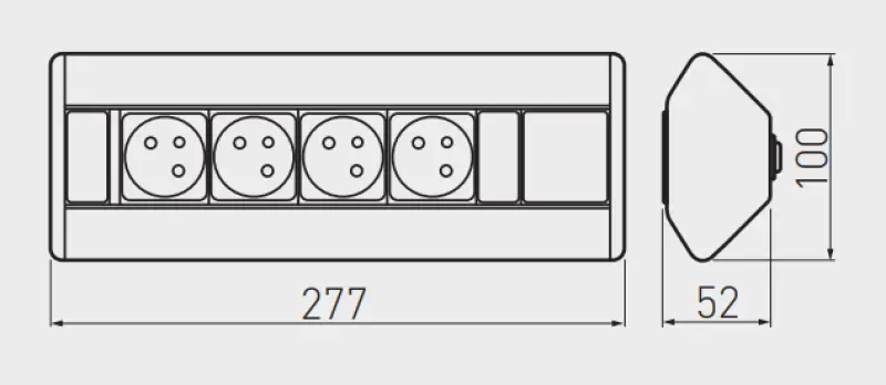 Indux Corner Presa elettrica da cucina angolare con 4 spine e messa a terra 1208957432
