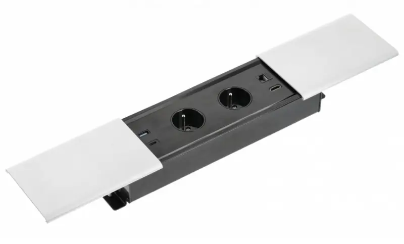 Indux Slide max presa da cucina incorporata con messa a terra in piano di lavoro con USB-A, HDMI, RJ45 e USB-C colore bianco opaco 1208957440