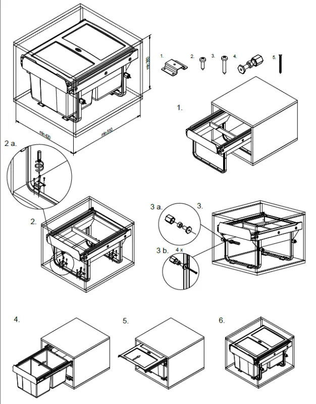 Garbi Sorter S-45-2-15 Pattumiere per raccolta differenziata da incasso per cucina con 2 x 15 litri contenitori per rifiuti extra bassi 1208957444
