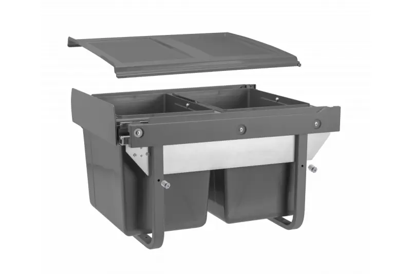 Garbi Sorter S-45-2-15 Pattumiere per raccolta differenziata da incasso per cucina con 2 x 15 litri contenitori per rifiuti extra bassi 1208957444