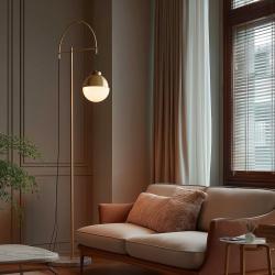 Lampada da terra Decor Abies in ottone dorato con base in marmo nero 7573.