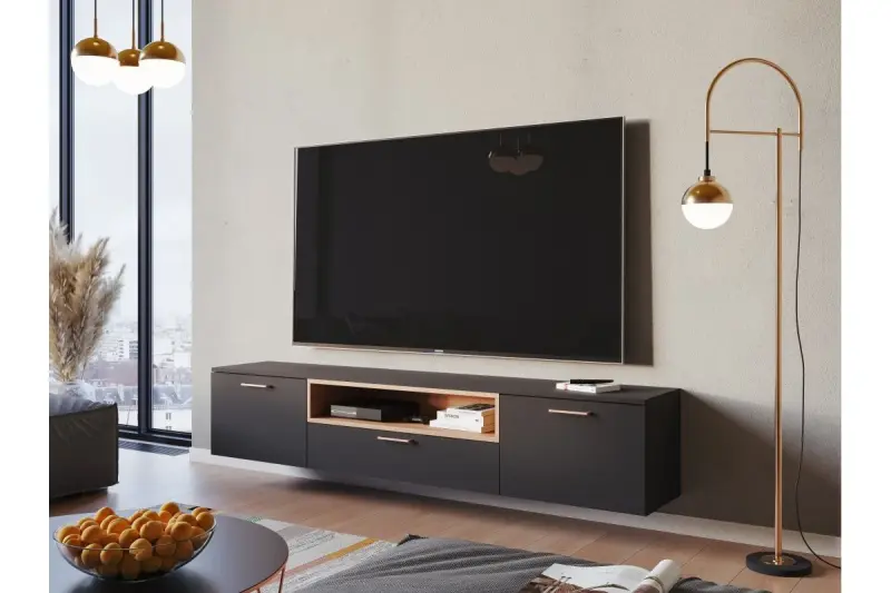 Lampada da terra Decor Abies in ottone dorato con base in marmo nero 7573.