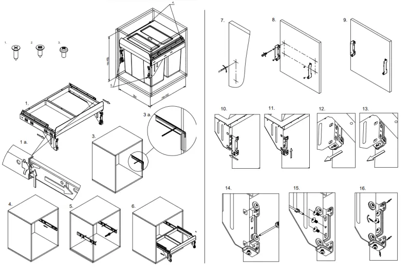 Garbi Carrier C-40-2 Sistema di raccolta rifiuti con guide proprie e 2 contenitori per rifiuti 2 x 16 litri 1208957462
