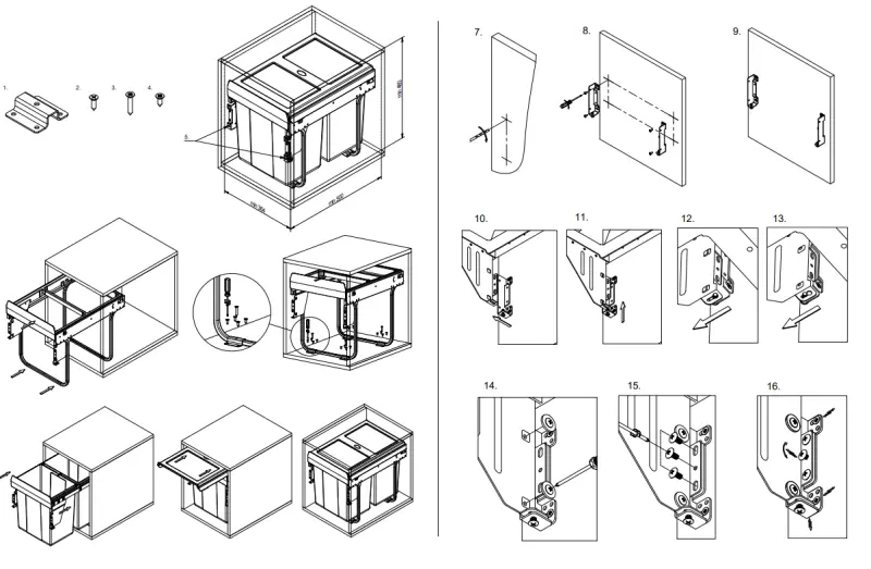 Garbi Carrier C-40-2-H Sistema di raccolta rifiuti con guide proprie e 2 contenitori per rifiuti 2 x 20 litri 1208957463
