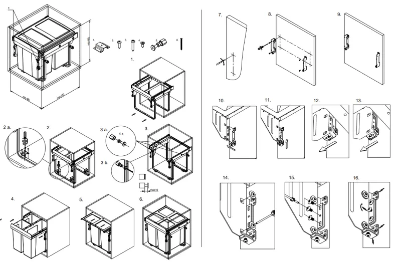 Garbi Carrier C-45-3-H Sistema di raccolta rifiuti con guide proprie e 3 contenitori per rifiuti 1 x 20 + 2 x 10 litri 1208957465