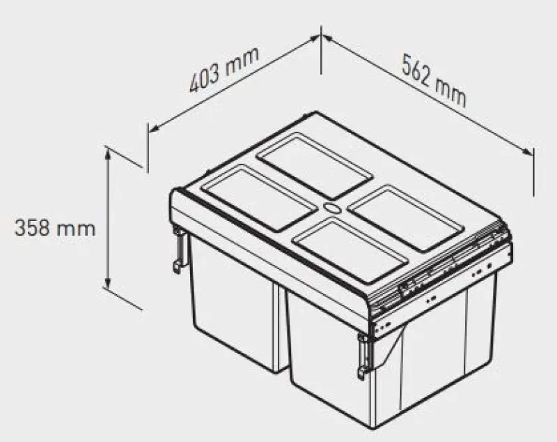 Garbi Carrier C-60-2 Sistema di raccolta differenziata dei rifiuti con guide proprie e 2 contenitori 2 x 27 litri 1208957468