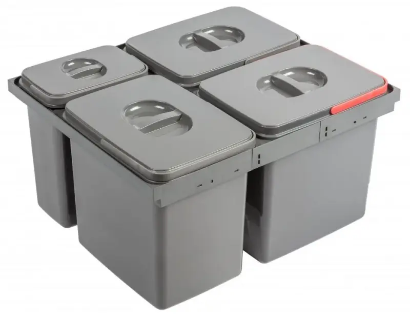 Garbi Basket B-60-4-H Sistema di rtaccolta differenziata per cassetti da 60 cm con supporto e 4 contenitori 1208957472