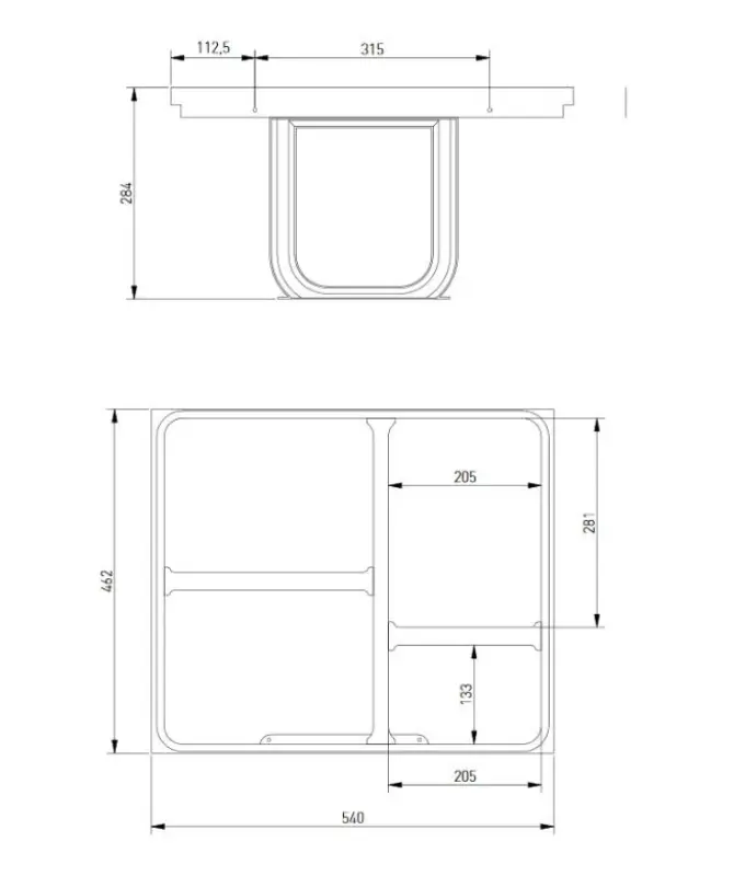 Garbi Basket B-60-4-H Sistema di rtaccolta differenziata per cassetti da 60 cm con supporto e 4 contenitori 1208957472