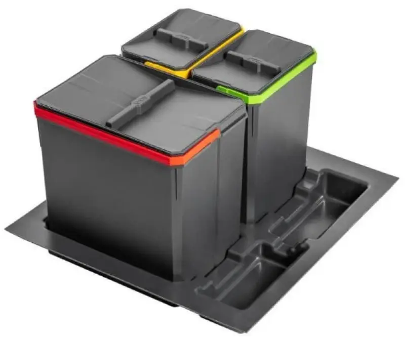 Garbi Basket B-60-3 Sistena di raccolta differenziata per cassetti da 60 cm con supporto e 3 contenitori 1208957473