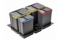 Garbi Basket B-70-4 Sistema di raccolta differenziata dei rifiuti per cassetti da 70 cm con supporto e 4 contenitori 1208957476