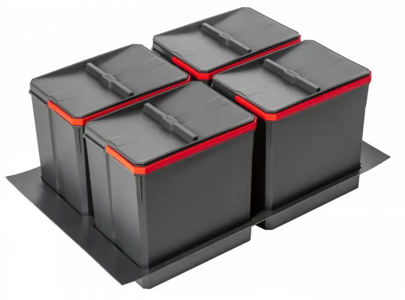 Garbi Basket B-90-4 Sistema di raccolta differenziata dei rifiuti per cassetti da 90 cm incluso supporto e 4 contenitori da 15 litri 1208957479