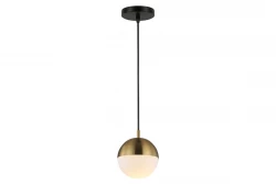 Lampada a sospensione Decor Abies in ottone dorato con paralume rotondo in metallo 3558