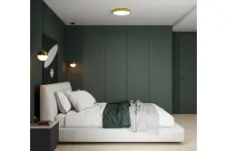 Lampada a sospensione Decor Abies in ottone dorato con paralume rotondo in metallo 3558