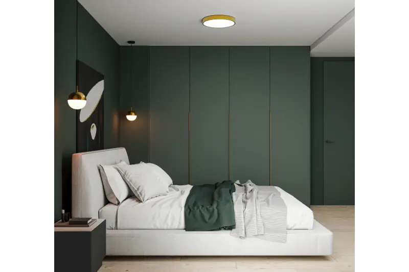 Lampada a sospensione Decor Abies in ottone dorato con paralume rotondo in metallo 3558