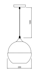 Decor Lender moderna lampada a sospensione in metallo e vetro larghezza 200 mm 8389.