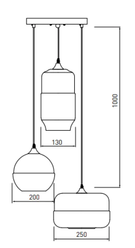 Decor Lender moderna lampada a sospensione in metallo e vetro con 3 fonti luminose 9270