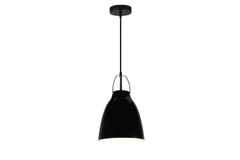 Decor Orient lampada a sospensione conica in metallo nero con interno bianco a contrasto 4475