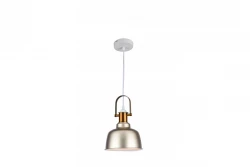 Lampada sospesa Decor Zenit in metallo a forma di cupola beige con finitura metallica 4871