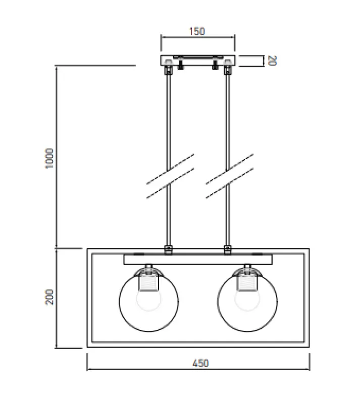 Lampada a sospensione Decor Avelin con telaio rettangolare dorato larghezza 45 cm 2232.