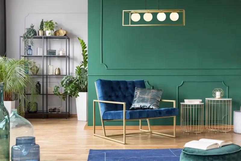 Lampada a sospensione Decor Avelin con telaio rettangolare dorato larghezza 80 cm 2287