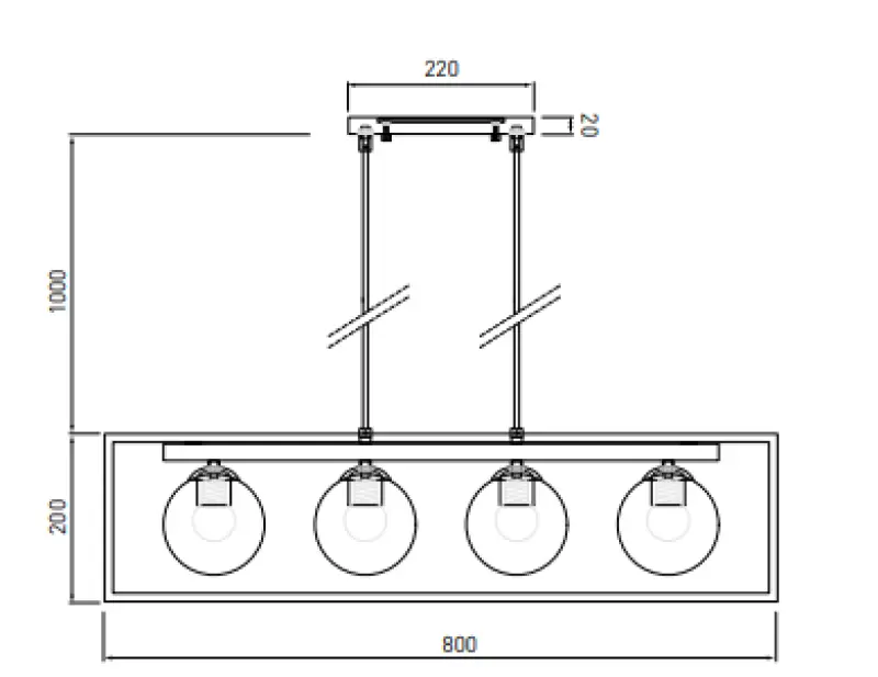 Lampada a sospensione Decor Avelin con telaio rettangolare dorato larghezza 80 cm 2287