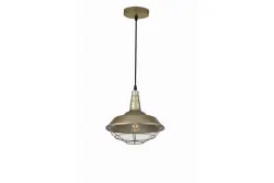 Lampada a sospensione Decor Solen, forma industriale con griglia dorata, diametro 26,5 cm, 2362.