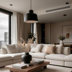 Decor Margus lampada a sospensione in metallo nero opaco con aggiunta di legno 2911