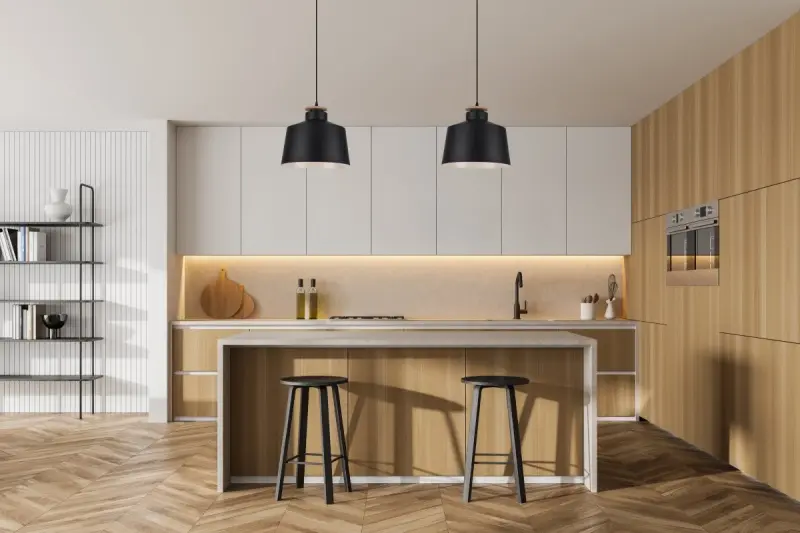 Decor Margus lampada a sospensione in metallo nero opaco con aggiunta di legno 2911